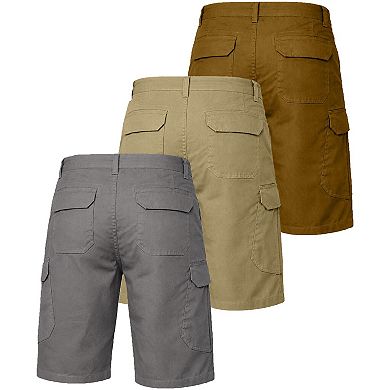 Blu Rock Men's Cotton Flex-Stretch Cargo Shorts-3 Pack