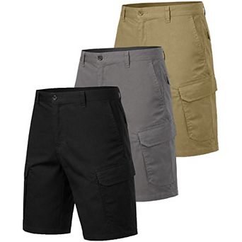 Blu Rock Men's Cotton Flex-Stretch Cargo Shorts-3 Pack
