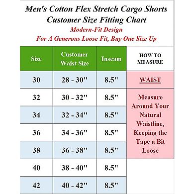 Blu Rock Men's Cotton Flex-Stretch Cargo Shorts