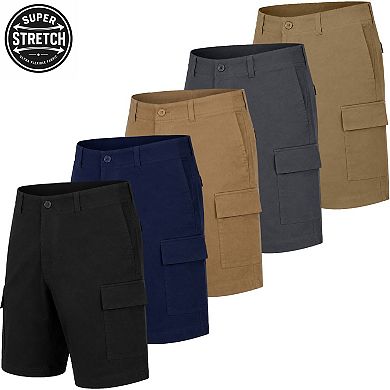 Blu Rock Men's Slim Fit Super Stretch Cargo Shorts-5 Pack