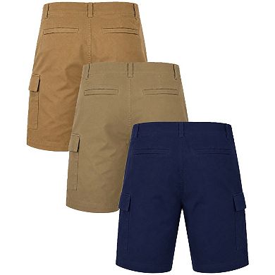Blu Rock Men's Slim Fit Super Stretch Cargo Shorts-3 Pack