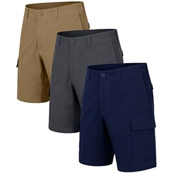 Blu Rock Men's Slim Fit Super Stretch Cargo Shorts-3 Pack