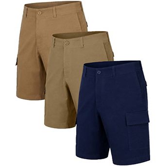 Blu Rock Men's Slim Fit Super Stretch Cargo Shorts-3 Pack