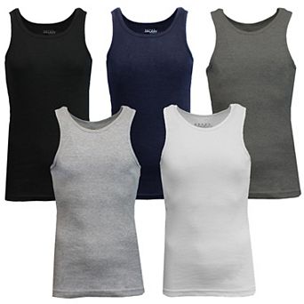Galaxy By Harvic Men's Heavyweight Ribbed Tank Top-5 Pack