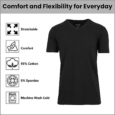 Blu Rock Men's Short Sleeve V-Neck Cotton Stretch Tees