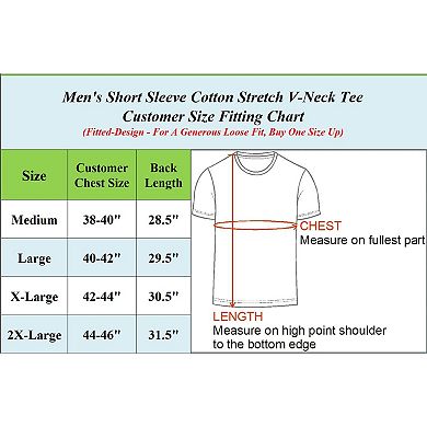 Blu Rock Men's Short Sleeve V-Neck Cotton Stretch Tees