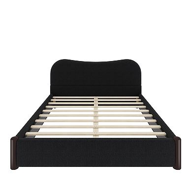 Pnronnc Upholstered Platform Bed with Headboard and Wood Support Feet
