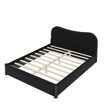 Pnronnc Upholstered Platform Bed with Headboard and Wood Support Feet