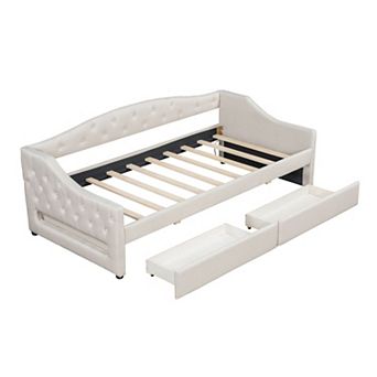 Pnronnc Upholstered Daybed with LED Lights, Storage Drawer or Trundle Options
