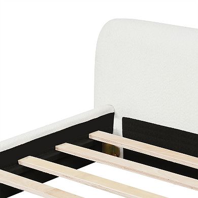 Trikiousd Upholstered Platform Bed with Wooden Slats and Support Legs