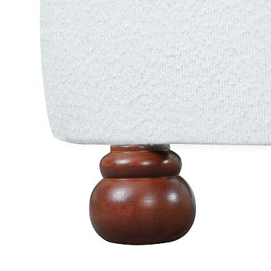 Trikiousd Boucle Upholstered Platform Bed with Rubber Wood Legs