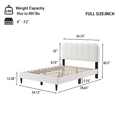Trikiousd Upholstered Platform Bed with Petal Headboard and LED Light