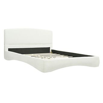 Trikiousd Curved Upholstered Platform Bed with Smart LED Lighting