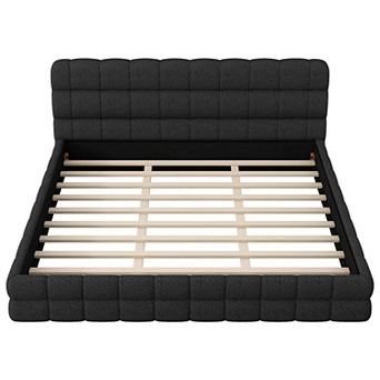 Trikiousd Upholstered Platform Bed with Headboard and Wood Slat Support