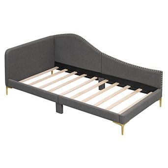 Trikiousd Upholstered Daybed with Headboard, Armrest and Support Legs