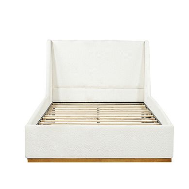 Trikiousd Luxury Upholstered Platform Bed with Winged Headboard