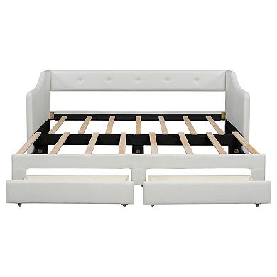 Trikiousd Twin XL to King Upholstered Daybed with Storage Drawers