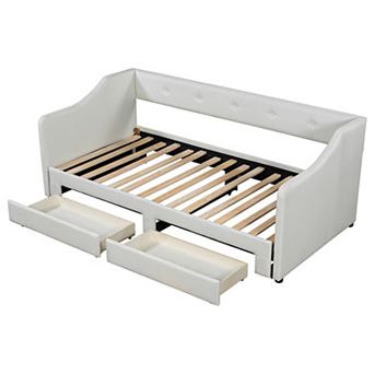 Trikiousd Twin XL to King Upholstered Daybed with Storage Drawers