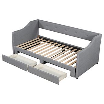 Trikiousd Twin XL to King Upholstered Daybed with Storage Drawers