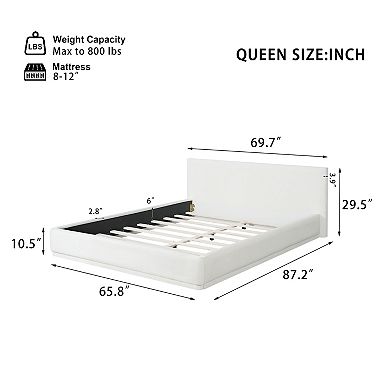 Trikiousd Upholstered Platform Bed with Padded Headboard