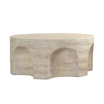 Trikiousd 31.5" Round Accent Coffee Table with Arched Cutout Base