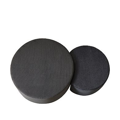 Trikiousd Nesting Coffee Table Set of 2, Upholstered Round Ottoman Tables