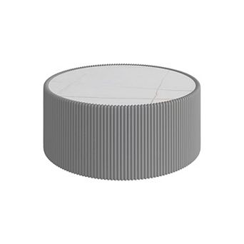 Trikiousd Sintered Stone Top Cylinder Coffee Table with Leather Wrap