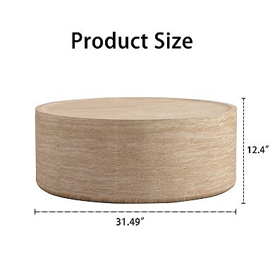 Trikiousd 31.5" Round Drum Coffee Table, Modern Accent Table