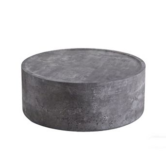 Trikiousd 31.5" Round Drum Coffee Table, Modern Accent Table