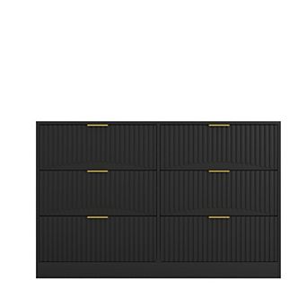 Trikiousd Modern 6-Drawer Dresser, Wave Panel Chest of Drawers for Bedroom