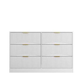 Trikiousd Modern 6-Drawer Dresser, Wave Panel Chest of Drawers for Bedroom