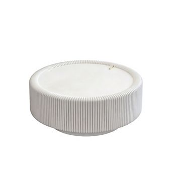 Trikiousd Round Fluted Coffee Table with Glass Top and Hidden Storage