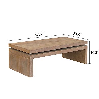Trikiousd Modern Rustic Wood Coffee Table with Floating Top Design