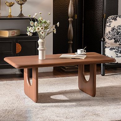 Trikiousd 47.24" Rectangular Wood Coffee Table with U-Shaped Legs