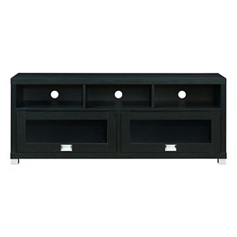 Trikiousd TV Stand for TVs Up to 65 Inch with Glass Doors and Open Shelves
