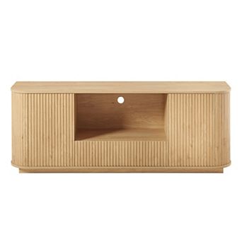 Trikiousd 64" Wavy TV Stand with Storage Cabinet and Rounded Design