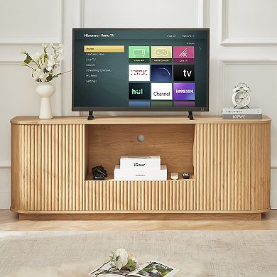 Trikiousd 64" Wavy TV Stand with Storage Cabinet and Rounded Design