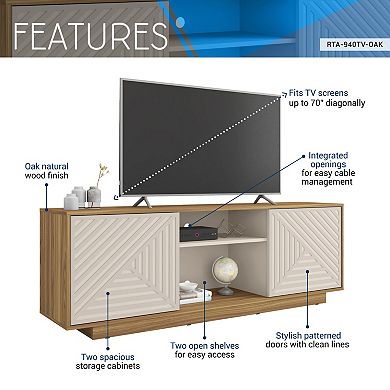 Trikiousd Modern TV Stand for TVs Up to 70 Inch with Patterned Doors