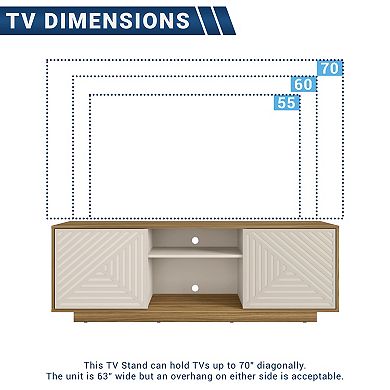 Trikiousd Modern TV Stand for TVs Up to 70 Inch with Patterned Doors