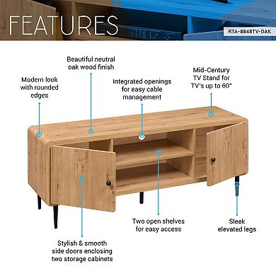 Trikiousd Mid-Century Modern TV Stand for TVs Up to 60 Inch with Storage