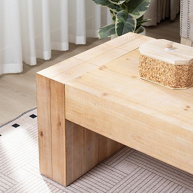 Trikiousd 49" Rustic Wood Coffee Table for Modern Farmhouse Living Room