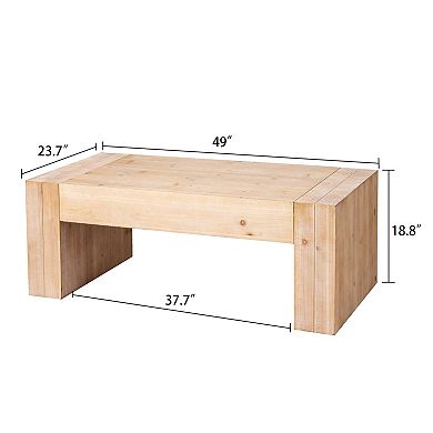 Trikiousd 49" Rustic Wood Coffee Table for Modern Farmhouse Living Room
