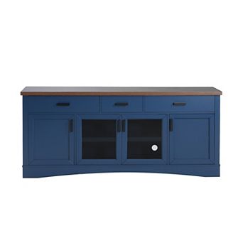 Trikiousd 67" Modern TV Console with Glass Doors Drawers and Adjustable Shelves
