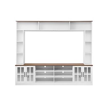 Trikiousd 95.5" Wall Unit Entertainment Center for TVs Up to 80 Inch with Bookshelves