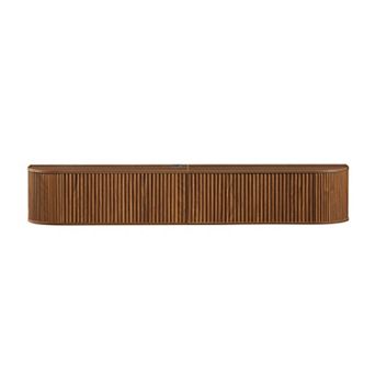 71" Wall Mounted Floating TV Cabinet with Fluted Doors, Media Console with Cable Management Holes