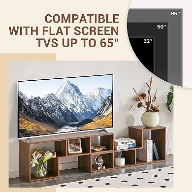 Trikiousd 2 Piece Cube TV Stand with Adjustable L-Shaped Storage Shelves