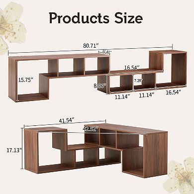 Trikiousd 2 Piece Cube TV Stand with Adjustable L-Shaped Storage Shelves