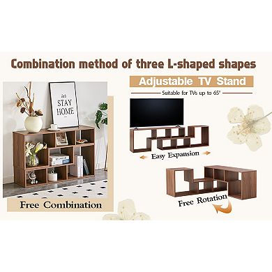 Trikiousd 2 Piece Cube TV Stand with Adjustable L-Shaped Storage Shelves
