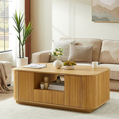 Trikiousd 46.5" Modern Luxury Oval Coffee Table with Drawers and Hidden Storage