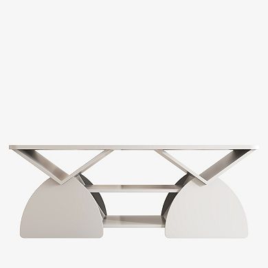 Trikiousd 47.25" Modern Coffee Table with Open Storage Shelves and Rounded Corners